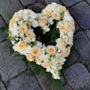 pent hjerte, hvit og sjampanje