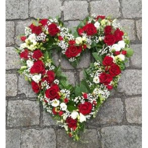 Hjertekrans, rdt og hvitt