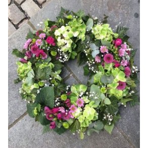 Krans, grnn med rosa