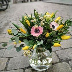 Bukett p�sketulipaner